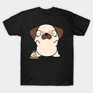 Funny pug steps on a dirty diaper T-Shirt